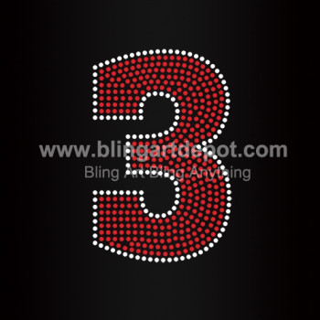 Number Three Rhinestone Heat Transfers Number Three Rhinestone Heat Transfers